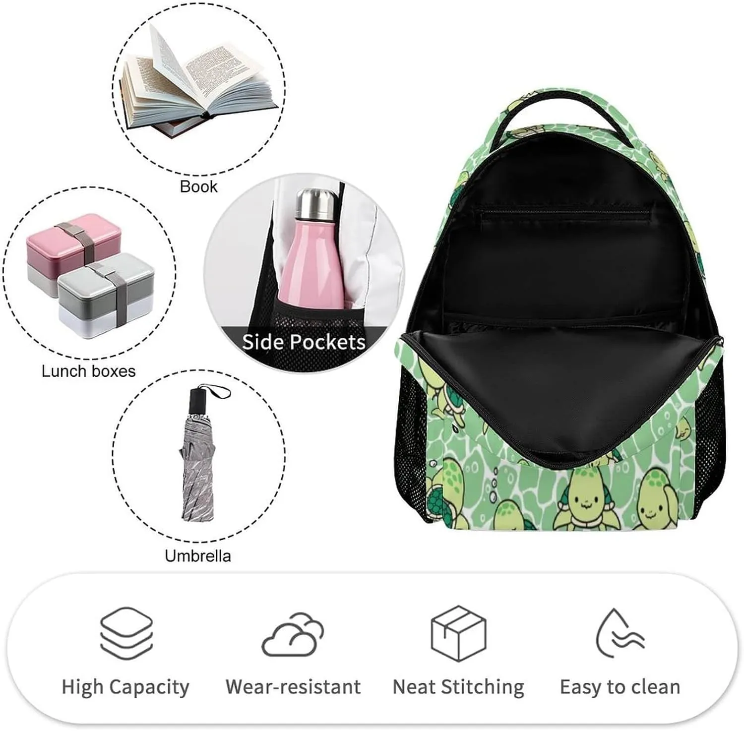 Sea Turtle School Backpack for Kids Girls Boys, 16 Inch Cute Sea Turtle Themed Bookbag, Personality School Backpack for Students Children, Lightweight, Large Capacity
