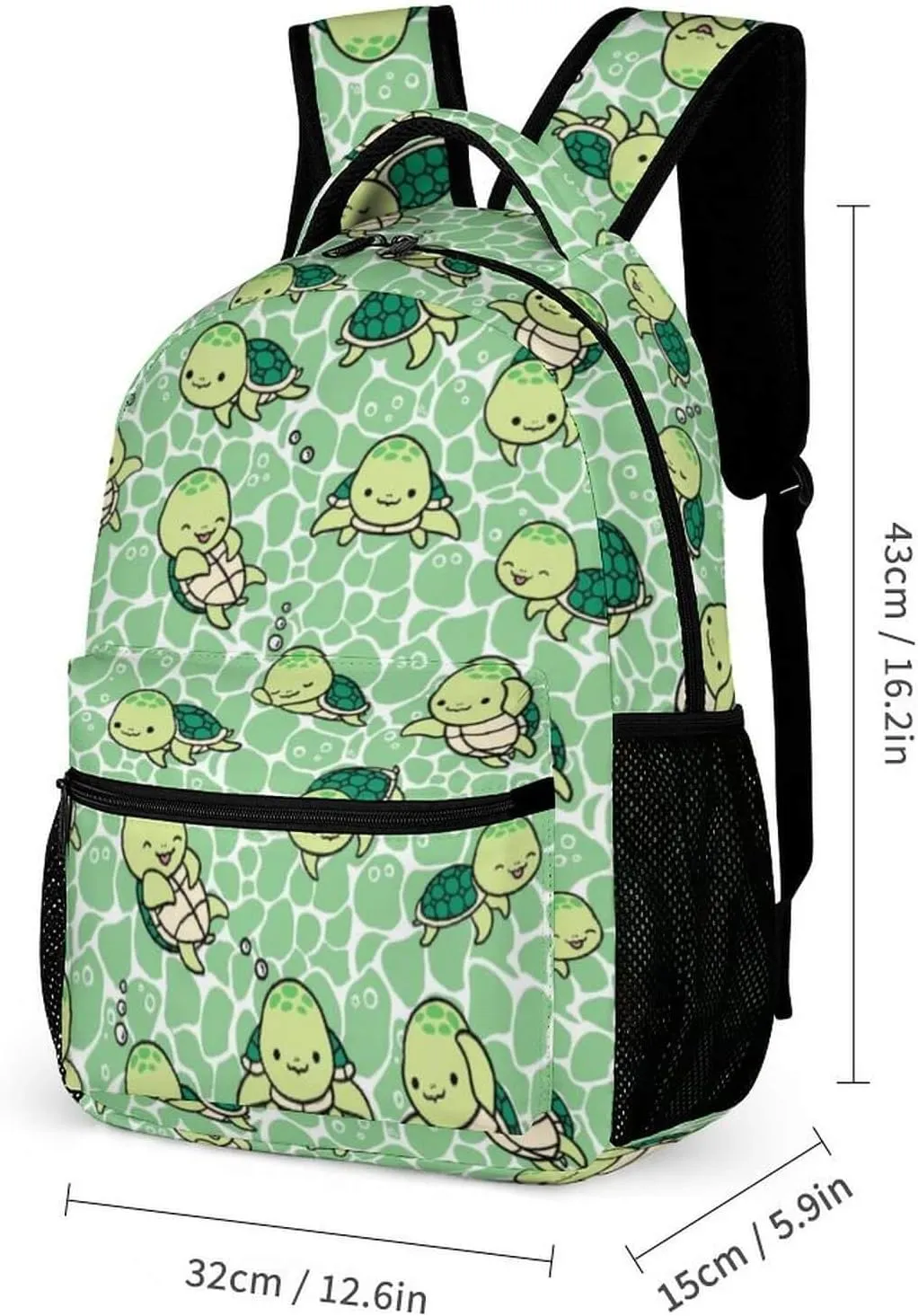 Sea Turtle School Backpack for Kids Girls Boys, 16 Inch Cute Sea Turtle Themed Bookbag, Personality School Backpack for Students Children, Lightweight, Large Capacity
