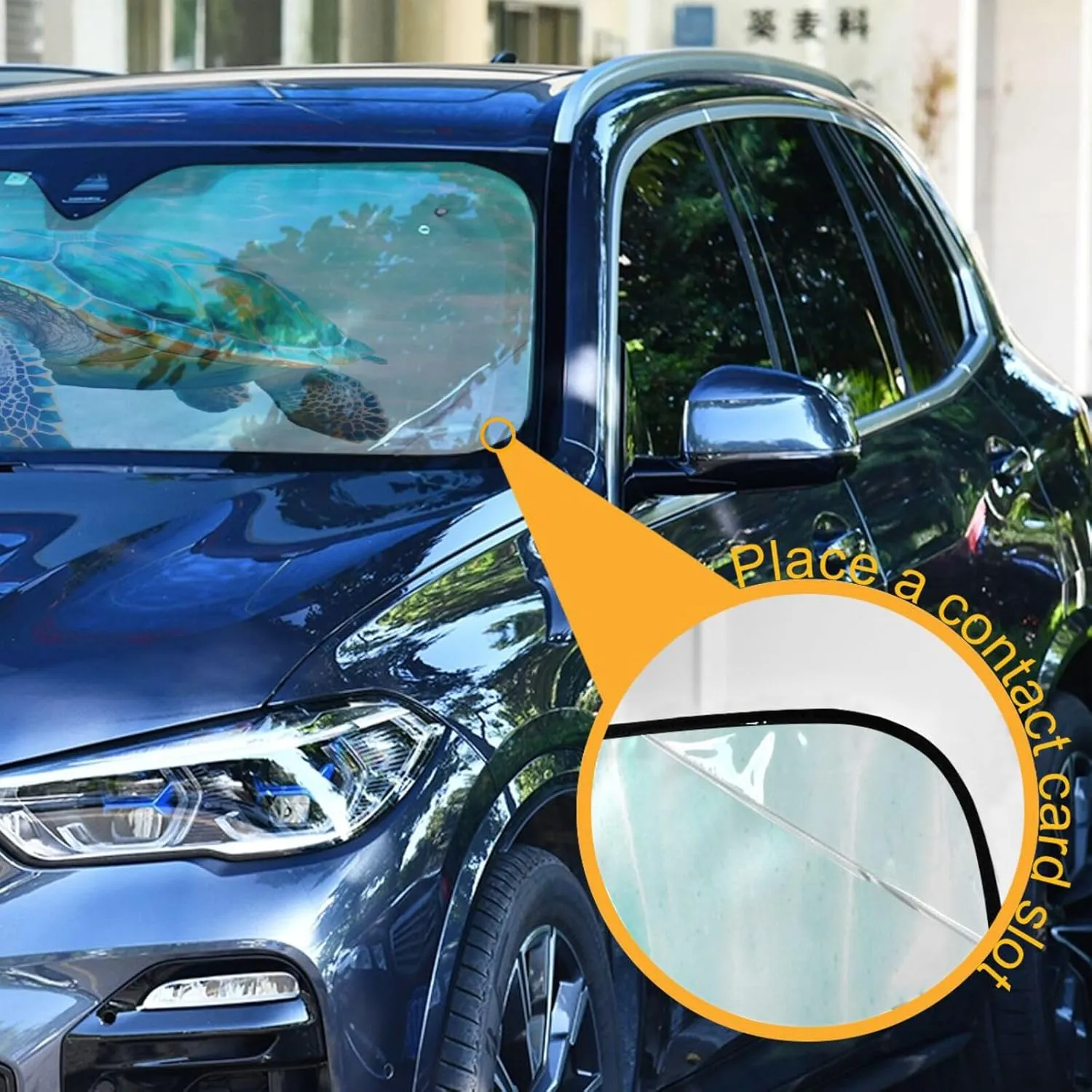 Sea Turtle Teal Windshield Sun Shade for Car Auto SUV Truck Foldable Front Window Sunshade Sun Visor Protector Block UV Rays Reflect Heat, 55" x 28"