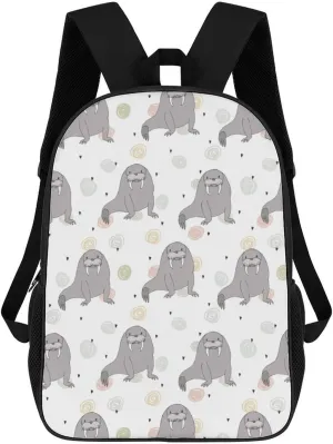Seal And Walrus Pattern Backpack for Worker Business Hiking Travel Bag Shoulders Bag