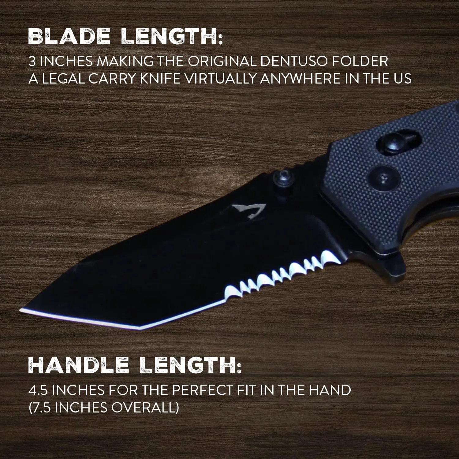 Serrated Tanto Folding Knife, 3" Sharp D2 Blade, 7.5" Total Length, Textured G10 scale, Crossbar Lock, Ball Bearing Pivot, Reversible Clip, Ideal for Hunting, Camping, EDC, D2 Pocket Knife
