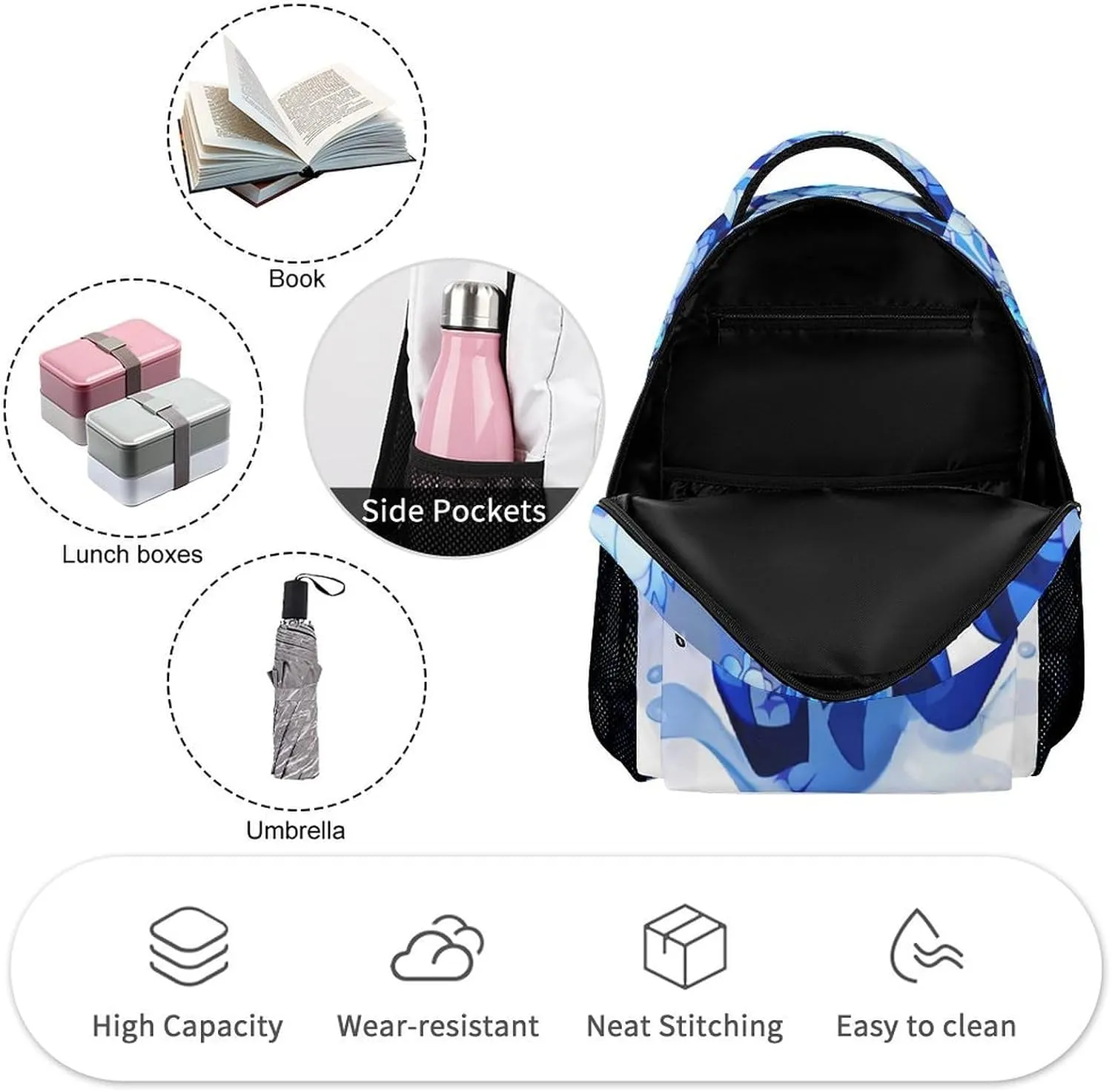 sha_dow Blue milk Backpack Large Capacity Laptop Bags Lightweight Multifunction Daypack for Daily/Work/Sport
