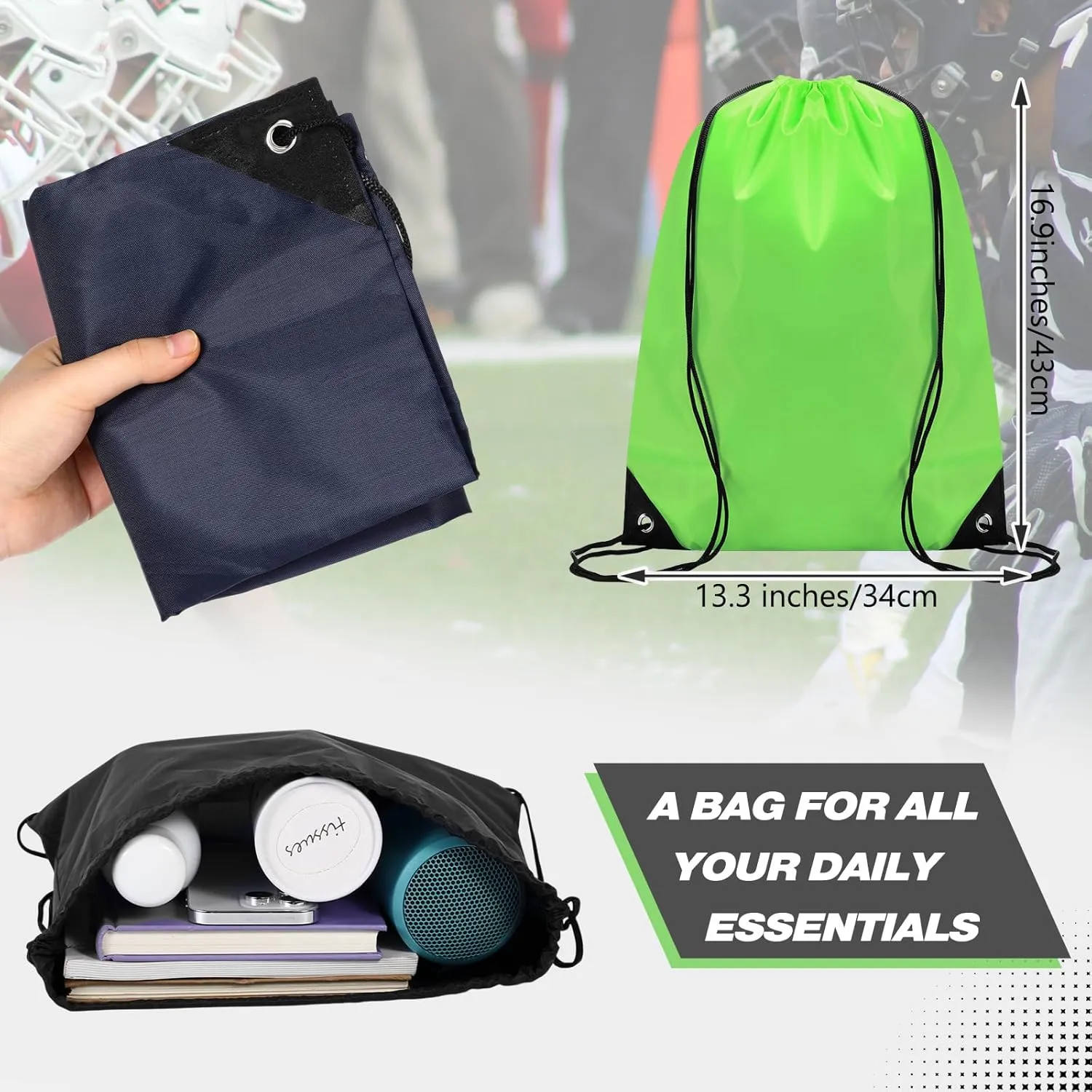Shappy 60 Pcs Drawstring Backpack Bulk Sports Gym Cinch Bag Polyester String Bag for Men Women(10 Colors)