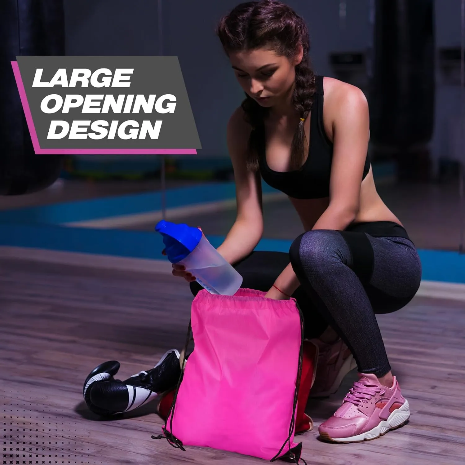 Shappy 60 Pcs Drawstring Backpack Bulk Sports Gym Cinch Bag Polyester String Bag for Men Women(10 Colors)