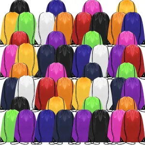 Shappy 60 Pcs Drawstring Backpack Bulk Sports Gym Cinch Bag Polyester String Bag for Men Women(10 Colors)