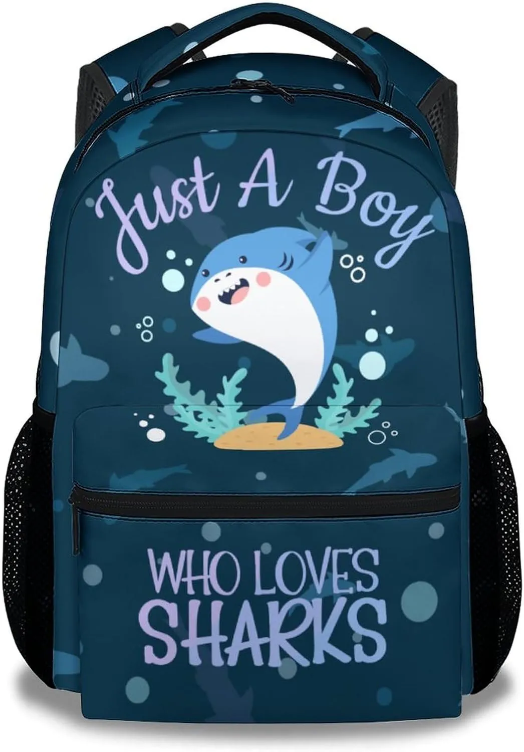Shark Backpack for Boys Girls, 16 Inch Cute Backpack for School, Blue, Large Capacity, Durable, Lightweight Bookbag for Kids Travel