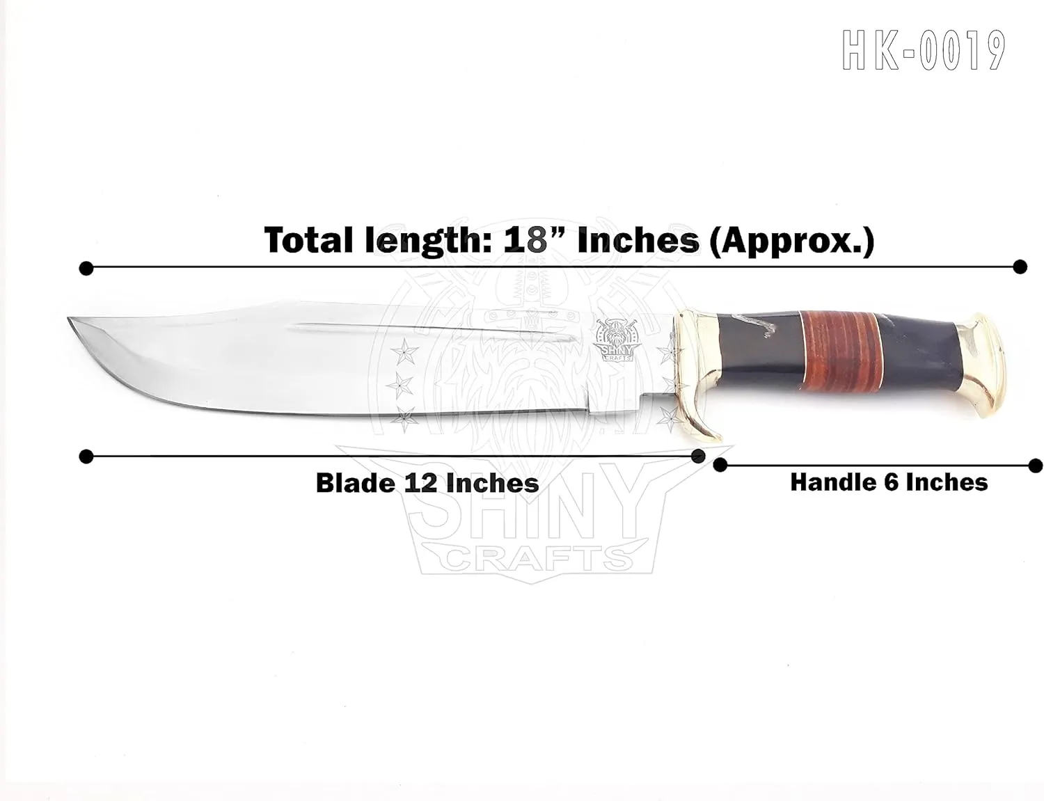 SHINY CRAFTS Handmade Forged Crocodile Dundee Knife, Fixed Blade Knife, Bowie Knife, Hunting Knife, Camping Knife,Knife with Premium Leather Sheath (OMG-HK-19)