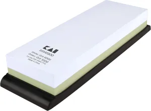 Shun Combined Whetstone Sharpener, 3000 and 6000 Grit Combination Whetstone, Dual Sided Knife Sharpener for Professional and Home Chefs