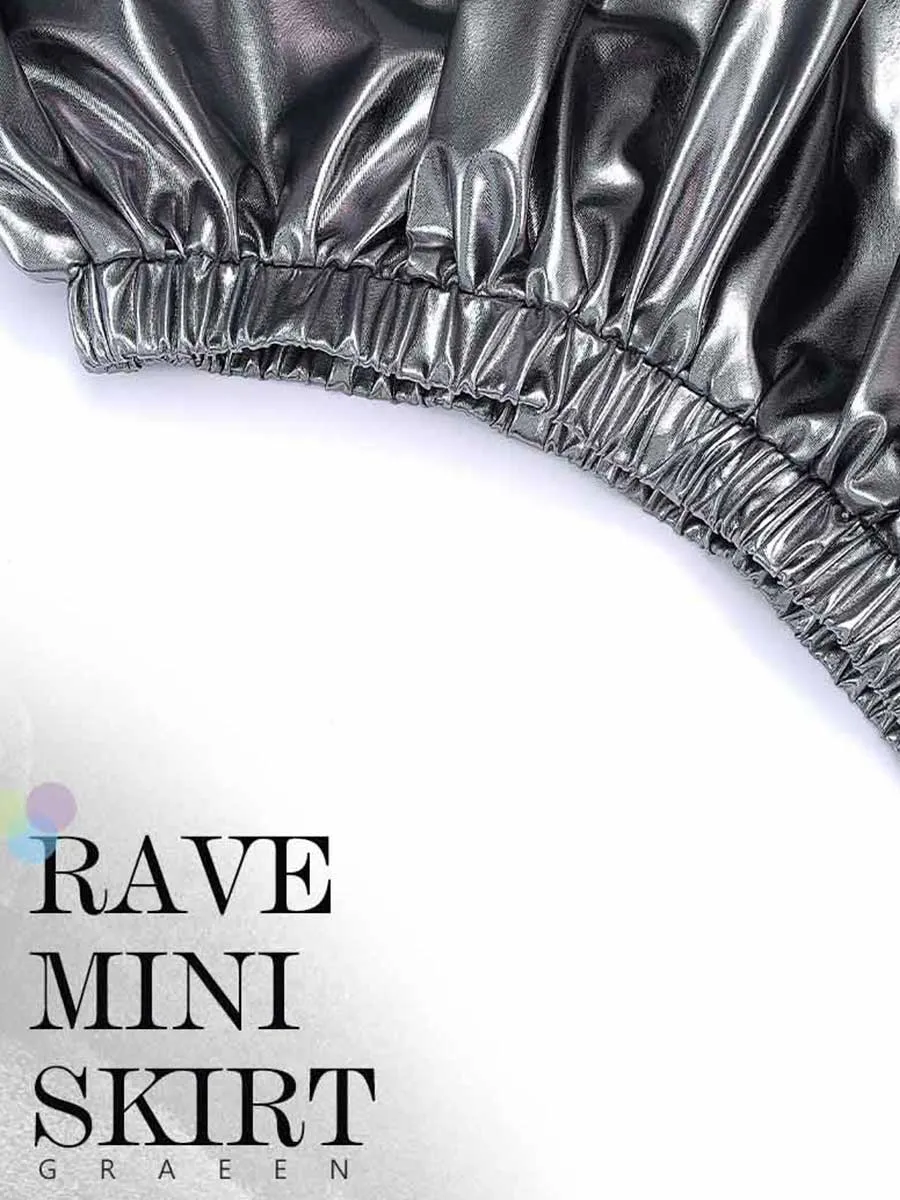 Silver-Gray Metallic Mini Skirt