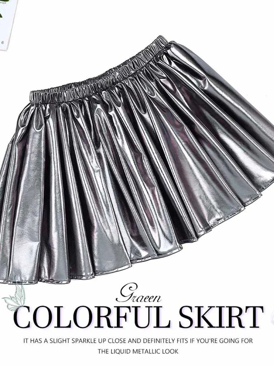 Silver-Gray Metallic Mini Skirt