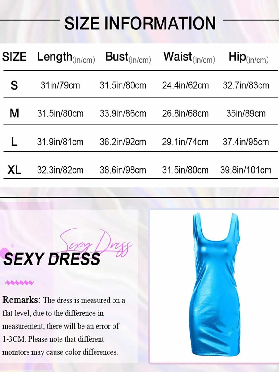 Simple Blue Reflective Mini Dress