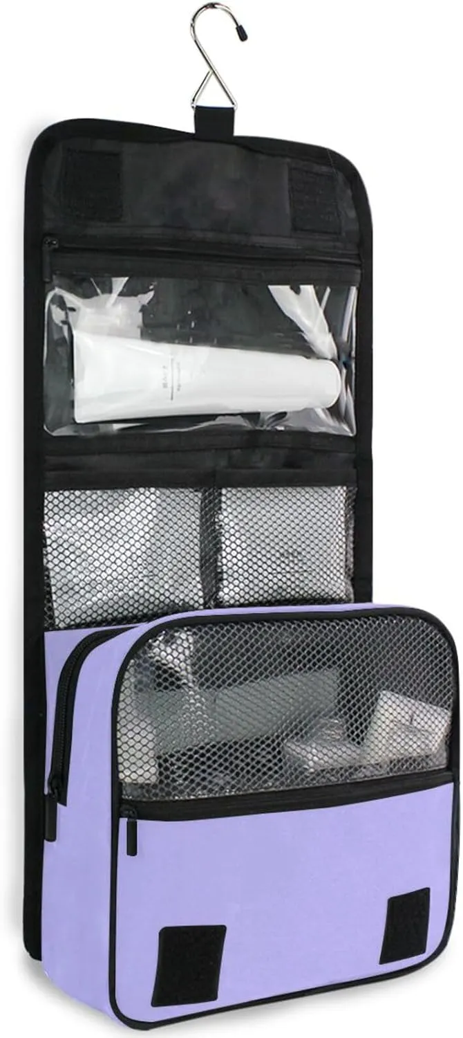 Sinestour Lilac Custom Name Hanging Toiletry Bag Personalized Makeup Cosmetic Bag Large Capacity Travel Toiletry Organizer Cosmetic Case for Toiletries Travel Bathroom Storage
