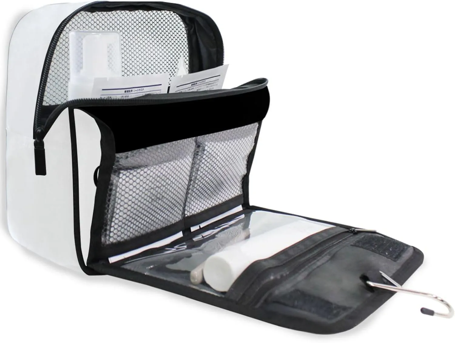 Sinestour White Custom Toiletry Bag Personalized Full Name Makeup Cosmetic Case Bag Large Capacity Travel Toiletry Organizer for Shaving Brush Storage