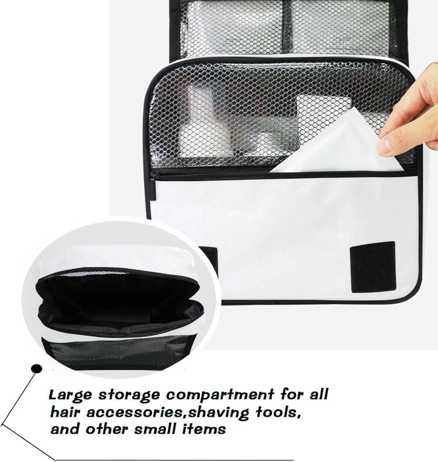 Sinestour White Hearts Custom Hanging Toiletry Bag Personalized Name Travel Toiletry Organizer Large Capacity Cosmetic Case Bag for Brush Toiletries Storage