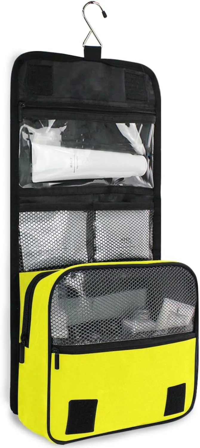 Sinestour Yellow Custom Name Hanging Toiletry Bag Personalized Makeup Cosmetic Bag Cosmetic Case Large Capacity Travel Toiletry Organizer for Shaving Toiletries Brush Storage