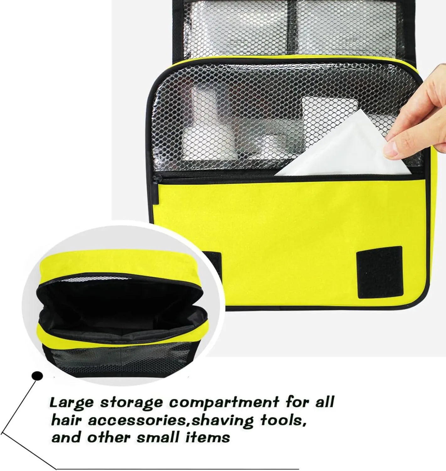 Sinestour Yellow Custom Name Hanging Toiletry Bag Personalized Makeup Cosmetic Bag Cosmetic Case Large Capacity Travel Toiletry Organizer for Shaving Toiletries Brush Storage