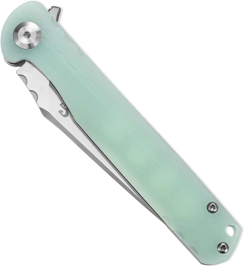 Sitivien ST101 Folding Knife, D2 Steel Blade G10 Handle Tool Knife, EDC Pocket Knife for Outdoor, Camping, Hunting, Survival (Jade), Turquoise
