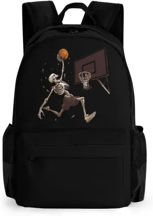 Skeleton Basketball Slam Dunk Laptop Backpack Lightweight Travel Shoulder Bag Casual Daypack for Men Women