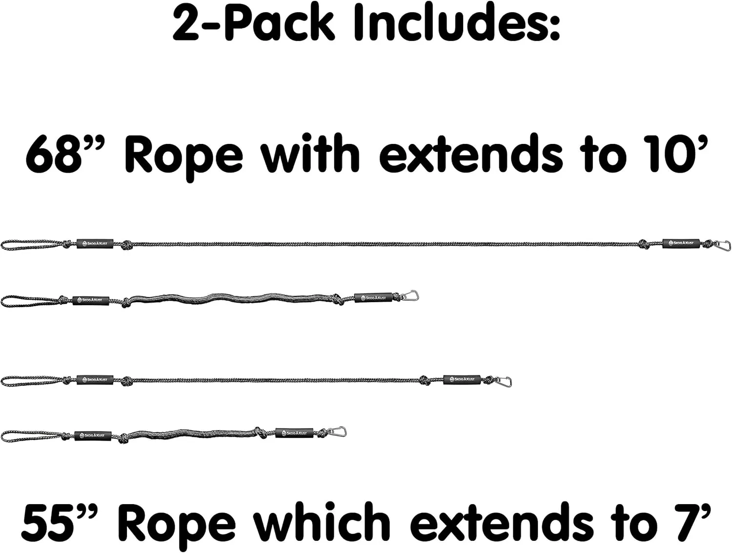 Skog Å Kust Premium PWC Bungee Dock Lines 2-Pack: 4 & 6 Foot Lengths