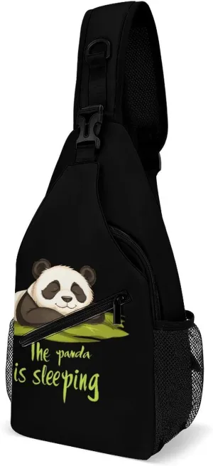 Sleeping Panda Bear Sling Backpack Multipurpose Crossbody Shoulder Bags Travel Chest Bag Hiking Daypack
