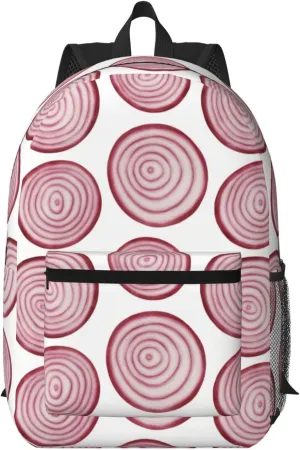 Slice Red Onion Rings Pattern Backpack for Worker Business Hiking Travel Shoulders Bag Fashion Backpack