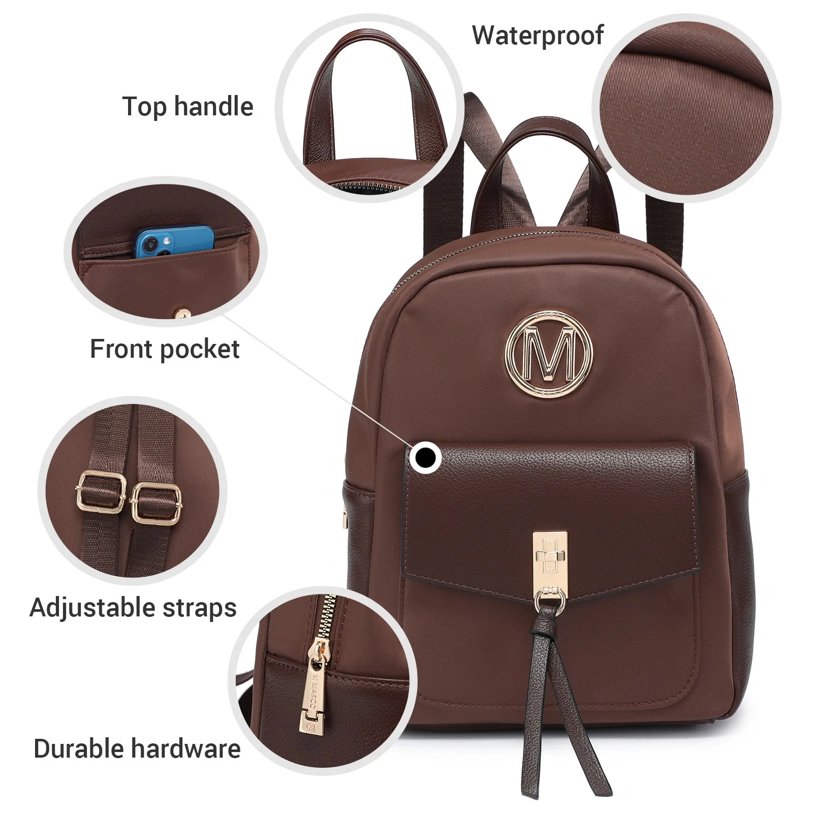 Small Backpack Purse for Women Lightweight Nylon Travel Daypack