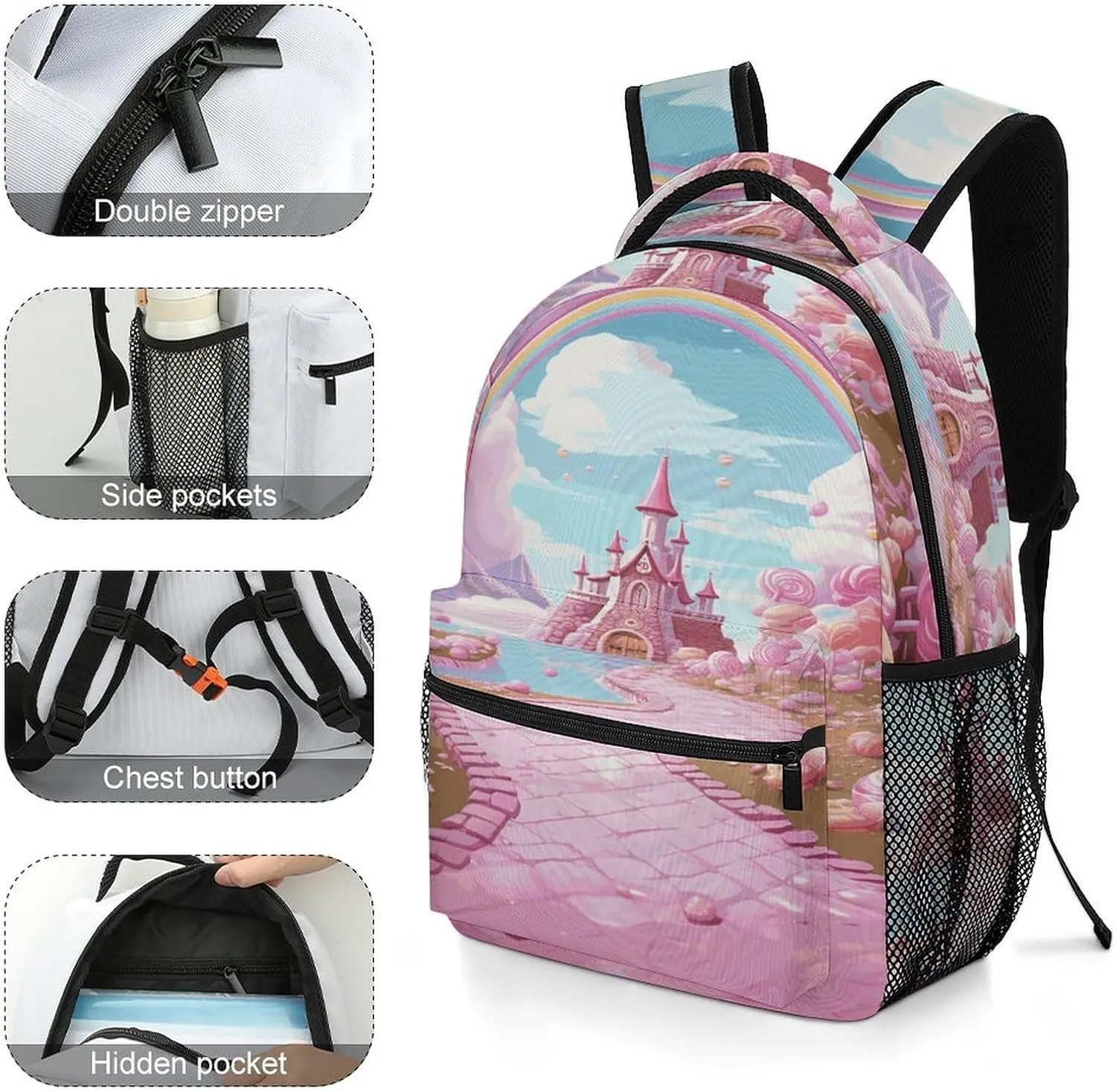 Small Backpacks Personalized Candy Land Printing Travel Bag Lightweight Travel Backpack For Women Men