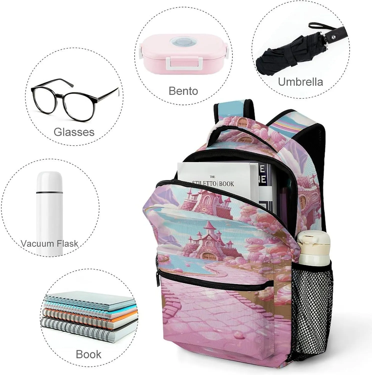 Small Backpacks Personalized Candy Land Printing Travel Bag Lightweight Travel Backpack For Women Men