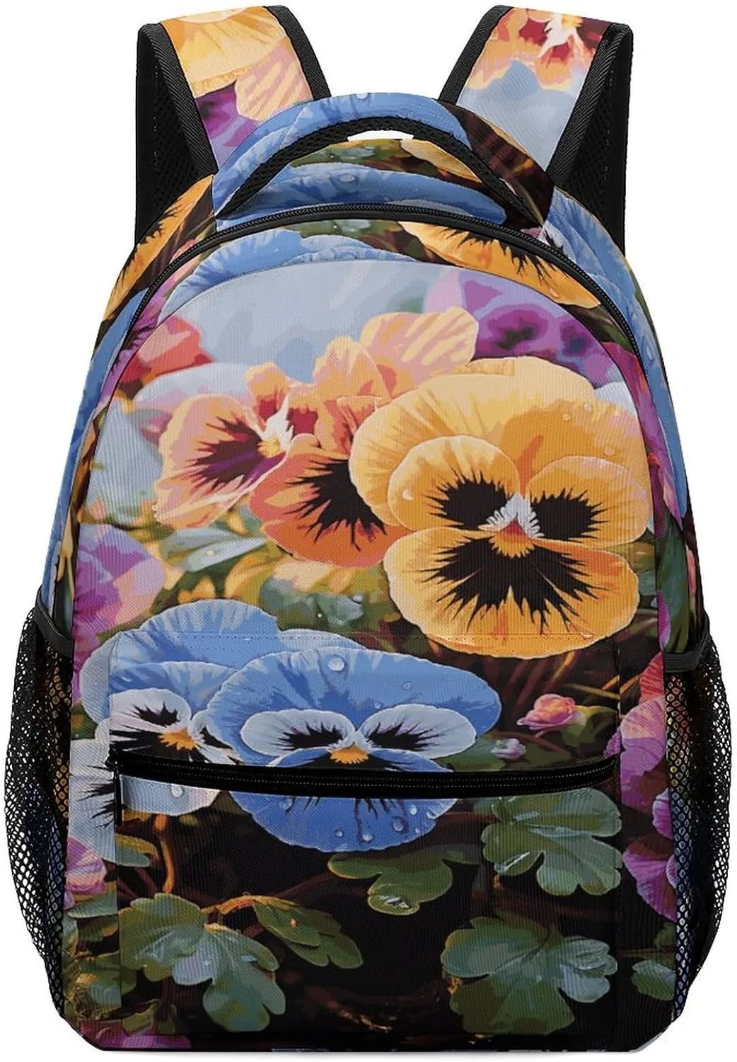 Small Backpacks Personalized Pansy Flowers Printing Travel Bag Lightweight Travel Backpack For Women Men