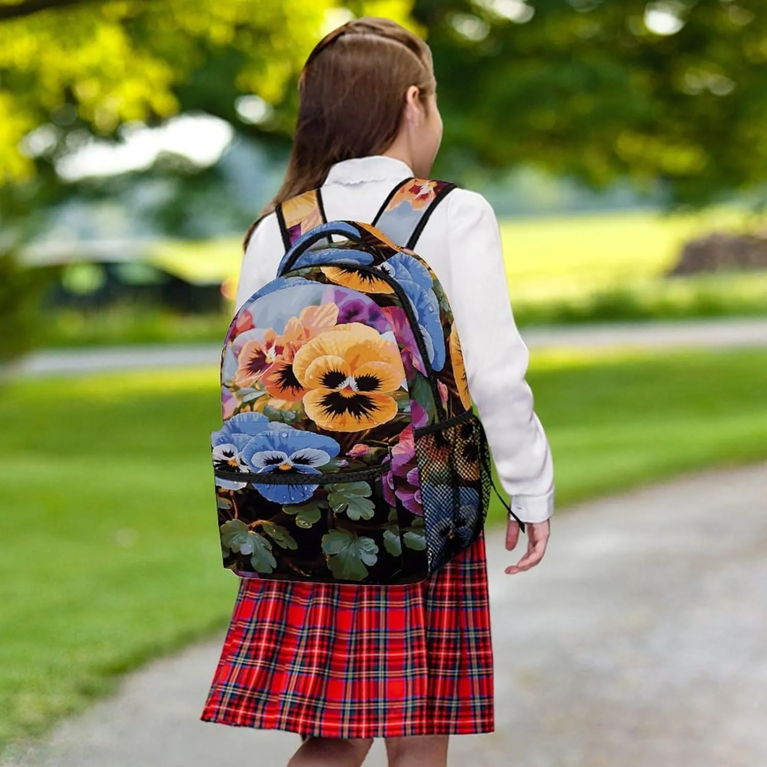 Small Backpacks Personalized Pansy Flowers Printing Travel Bag Lightweight Travel Backpack For Women Men