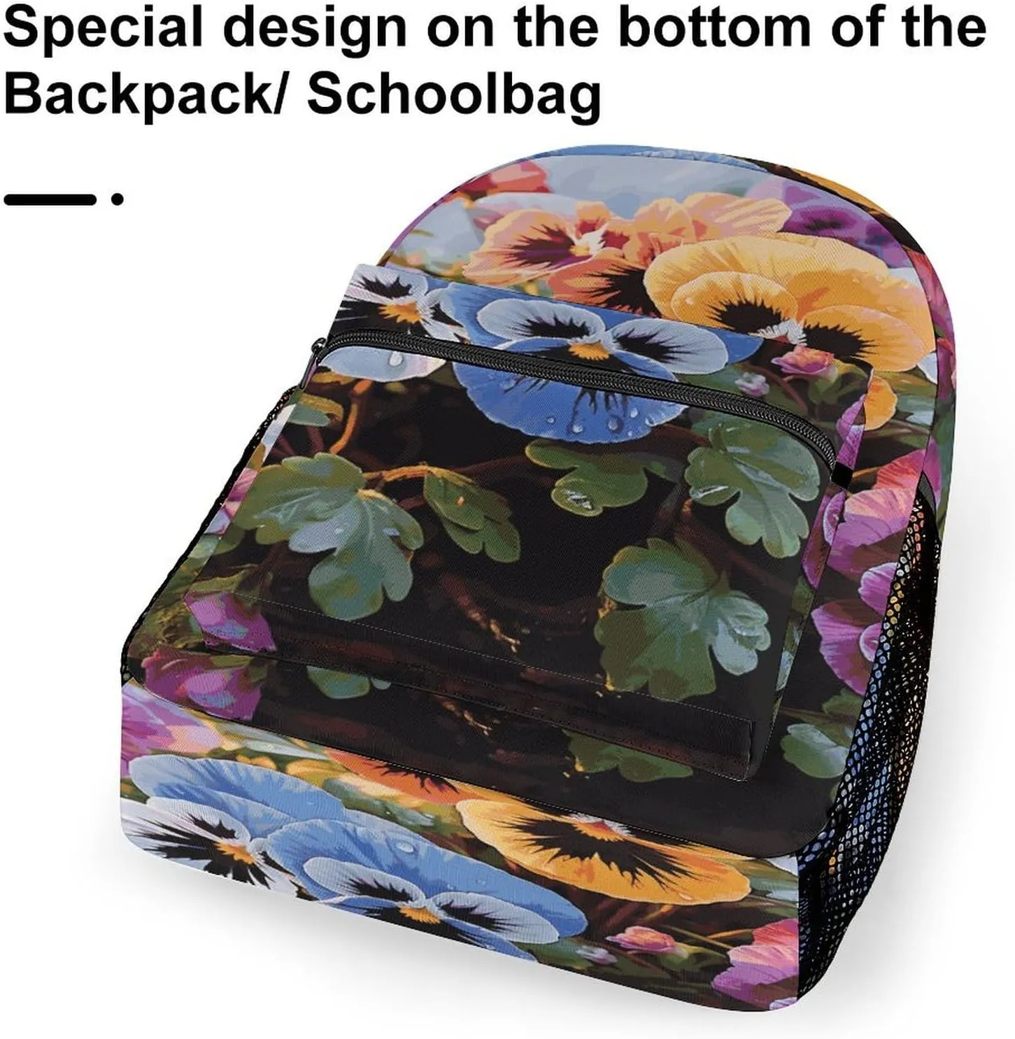 Small Backpacks Personalized Pansy Flowers Printing Travel Bag Lightweight Travel Backpack For Women Men