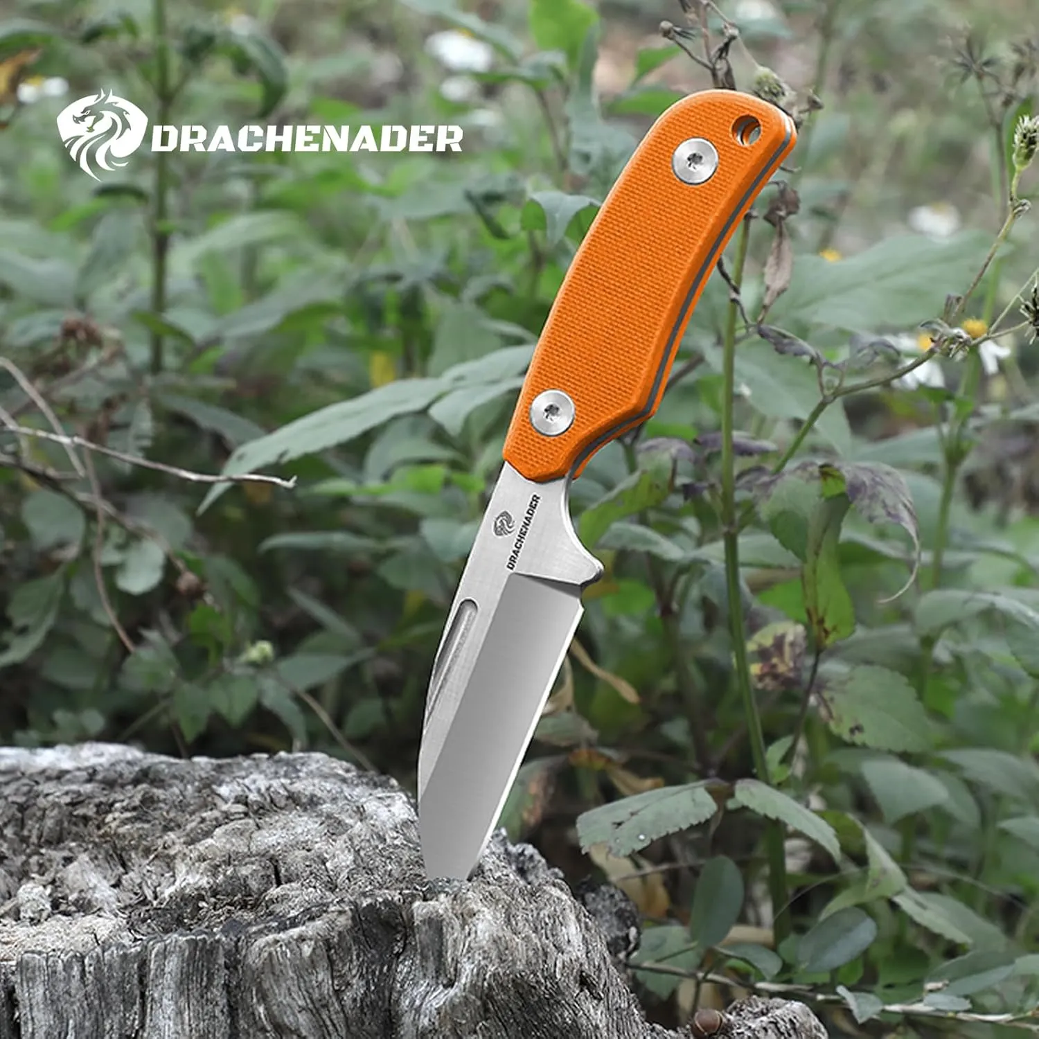Small Fixed Blade Knife, 5.82" Full Tang Knife with D2 Steel 2.99" Blade, G10 Handle, Ergonomic Design for EDC, Camping, Hiking, and Survival (Silver Blade   Orange Handle, S-2-Sheepsfoot-Orange Handle)