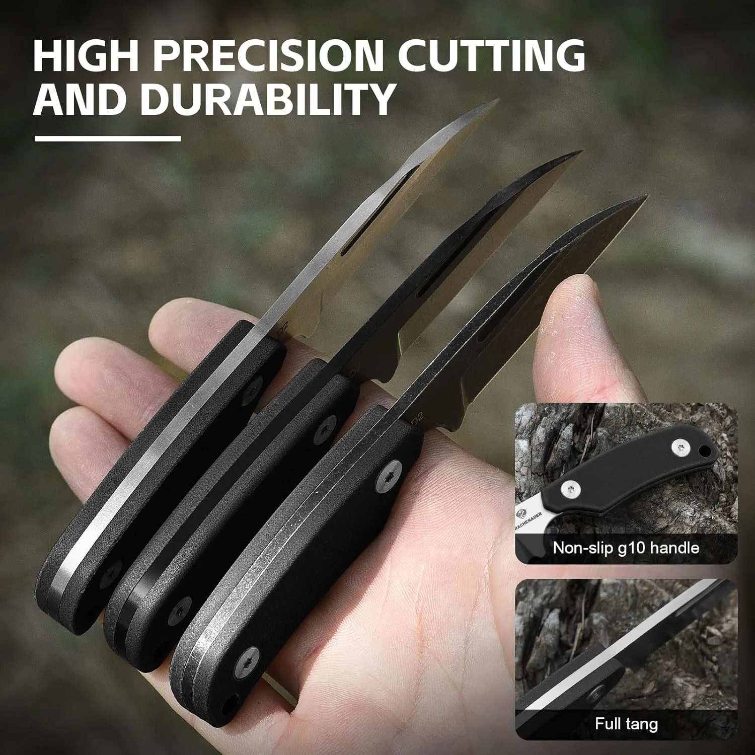 Small Fixed Blade Knife, 5.82" Full Tang Knife with D2 Steel 2.99" Blade, G10 Handle, Ergonomic Design for EDC, Camping, Hiking, and Survival (Silver Blade   Orange Handle, S-2-Sheepsfoot-Orange Handle)