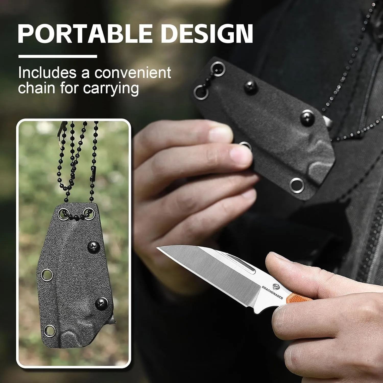 Small Fixed Blade Knife, 5.82" Full Tang Knife with D2 Steel 2.99" Blade, G10 Handle, Ergonomic Design for EDC, Camping, Hiking, and Survival (Silver Blade   Orange Handle, S-2-Sheepsfoot-Orange Handle)