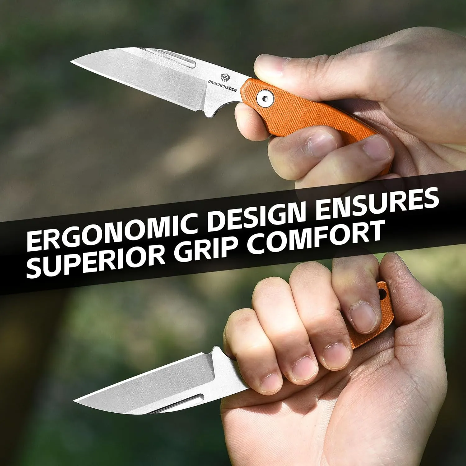 Small Fixed Blade Knife, 5.82" Full Tang Knife with D2 Steel 2.99" Blade, G10 Handle, Ergonomic Design for EDC, Camping, Hiking, and Survival (Silver Blade   Orange Handle, S-2-Sheepsfoot-Orange Handle)