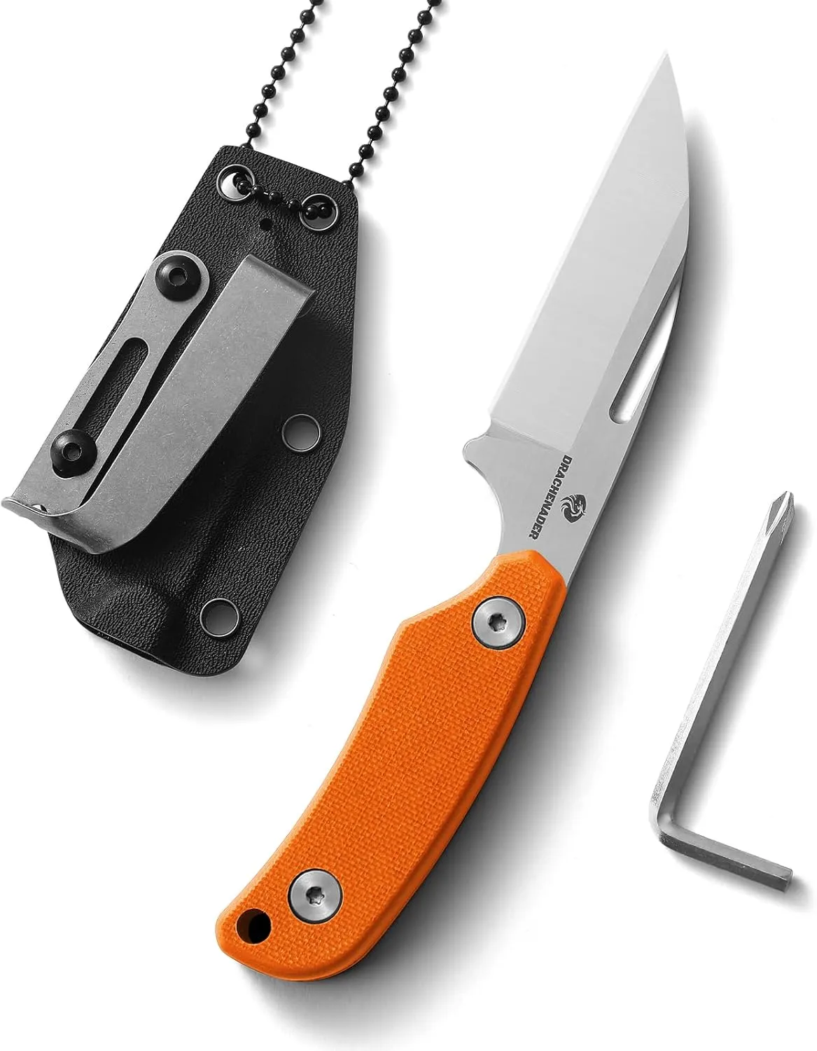Small Fixed Blade Knife, 5.82" Full Tang Knife with D2 Steel 2.99" Blade, G10 Handle, Ergonomic Design for EDC, Camping, Hiking, and Survival (Silver Blade   Orange Handle, S-2-Sheepsfoot-Orange Handle)