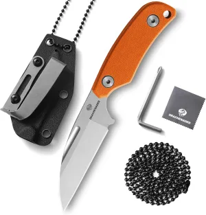 Small Fixed Blade Knife, 5.82" Full Tang Knife with D2 Steel 2.99" Blade, G10 Handle, Ergonomic Design for EDC, Camping, Hiking, and Survival (Silver Blade   Orange Handle, S-2-Sheepsfoot-Orange Handle)