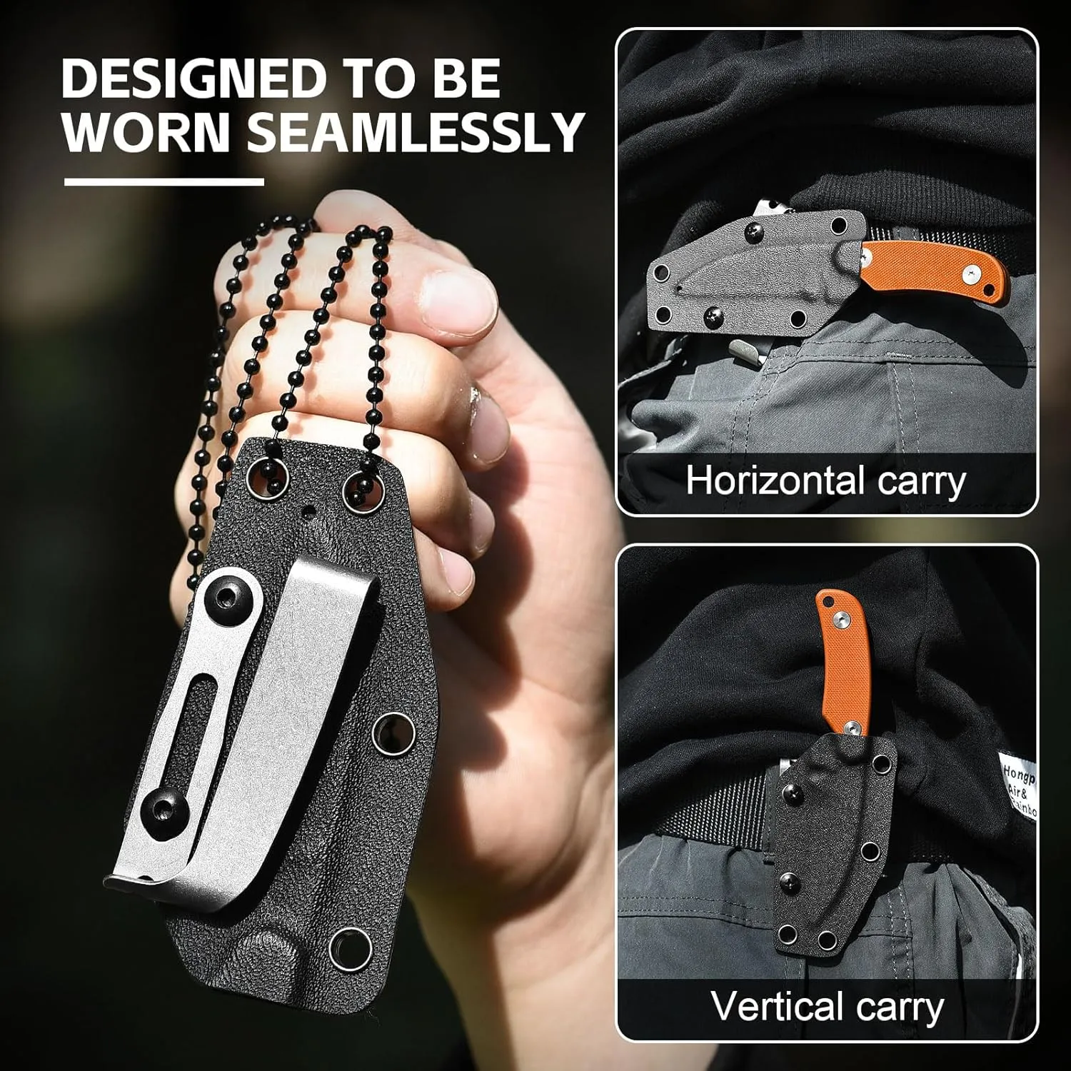 Small Fixed Blade Knife, 5.82" Full Tang Knife with D2 Steel 2.99" Blade, G10 Handle, Ergonomic Design for EDC, Camping, Hiking, and Survival (Silver Blade   Orange Handle, S-2-Sheepsfoot-Orange Handle)