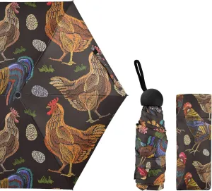 Small Mini Anti-UV Compact Travel Umbrella, 5 Folding Ultra-Light Umbrella, 6 Ribs Pocket Windproof Foldable Vinyl Parasol