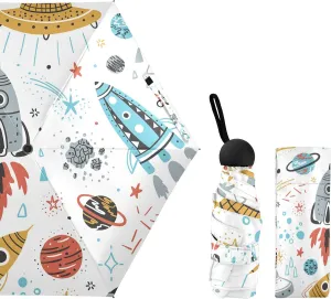 Small Mini Anti-UV Compact Travel Umbrella, 5 Folding Ultra-Light Umbrella, 6 Ribs Pocket Windproof Foldable Vinyl Parasol