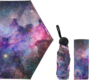 Small Mini Anti-UV Compact Travel Umbrella, 5 Folding Ultra-Light Umbrella, 6 Ribs Pocket Windproof Foldable Vinyl Parasol