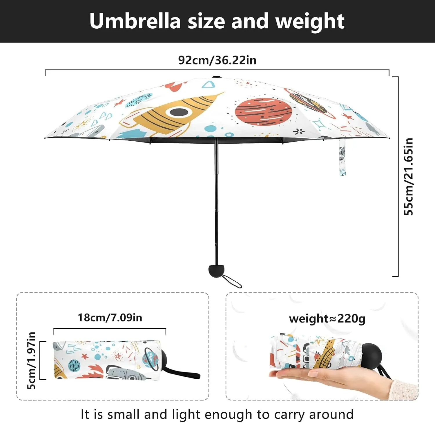 Small Mini Anti-UV Compact Travel Umbrella, 5 Folding Ultra-Light Umbrella, 6 Ribs Pocket Windproof Foldable Vinyl Parasol