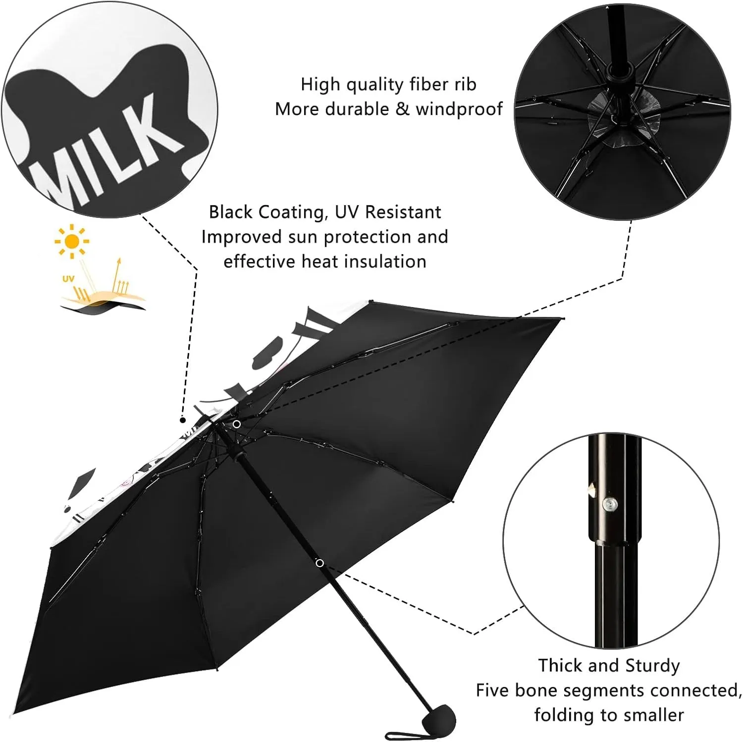 Small Mini Anti-UV Compact Travel Umbrella, 5 Folding Ultra-Light Umbrella, 6 Ribs Pocket Windproof Foldable Vinyl Parasol