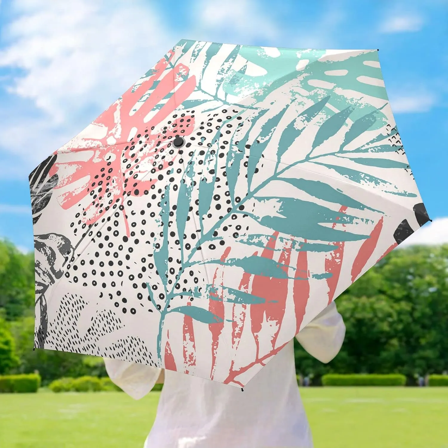 Small Mini Anti-UV Compact Travel Umbrella, 5 Folding Ultra-Light Umbrella, 6 Ribs Pocket Windproof Foldable Vinyl Parasol