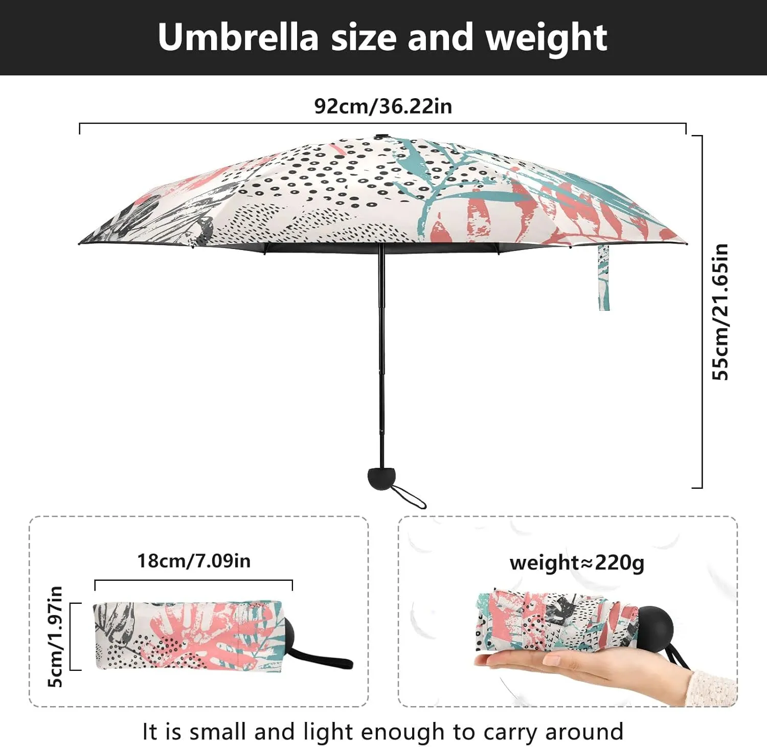 Small Mini Anti-UV Compact Travel Umbrella, 5 Folding Ultra-Light Umbrella, 6 Ribs Pocket Windproof Foldable Vinyl Parasol