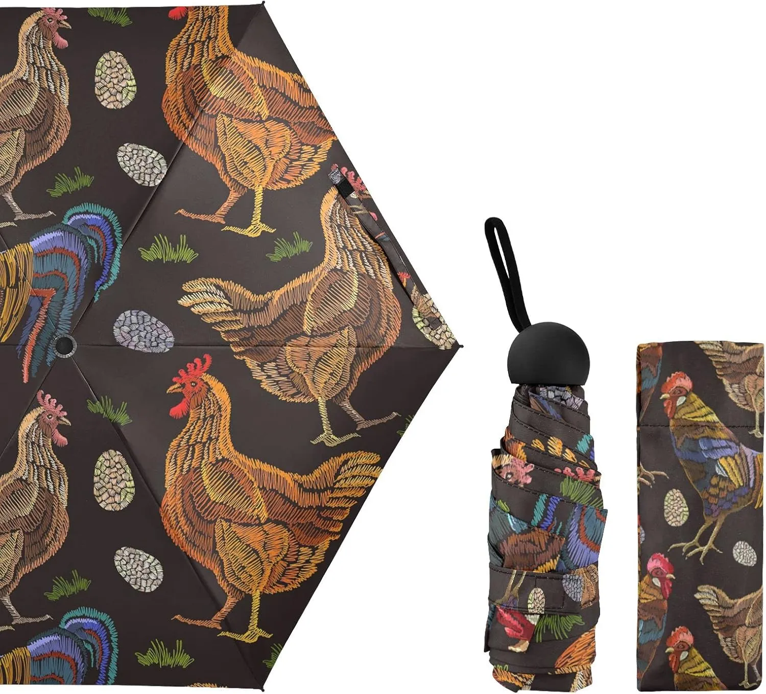 Small Mini Anti-UV Compact Travel Umbrella, 5 Folding Ultra-Light Umbrella, 6 Ribs Pocket Windproof Foldable Vinyl Parasol
