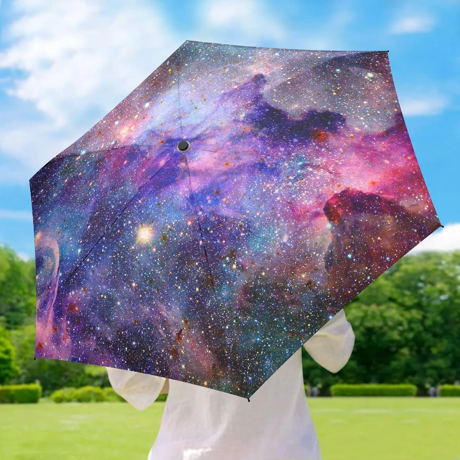 Small Mini Anti-UV Compact Travel Umbrella, 5 Folding Ultra-Light Umbrella, 6 Ribs Pocket Windproof Foldable Vinyl Parasol