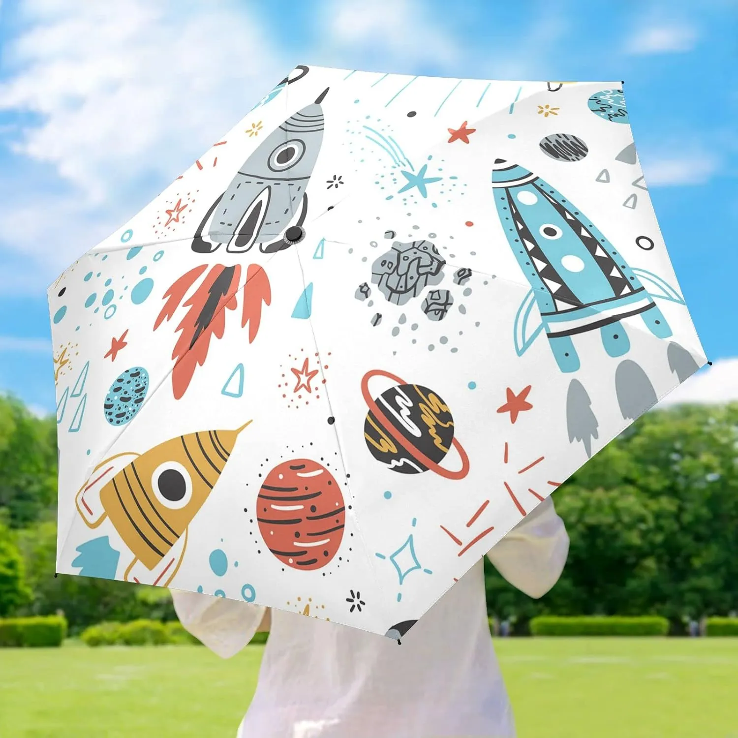 Small Mini Anti-UV Compact Travel Umbrella, 5 Folding Ultra-Light Umbrella, 6 Ribs Pocket Windproof Foldable Vinyl Parasol