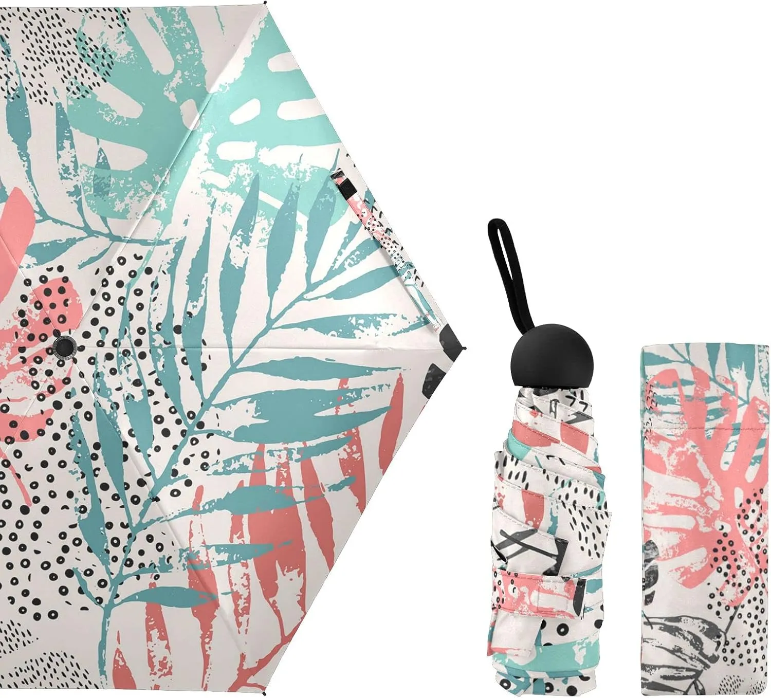 Small Mini Anti-UV Compact Travel Umbrella, 5 Folding Ultra-Light Umbrella, 6 Ribs Pocket Windproof Foldable Vinyl Parasol