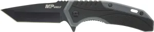 Smith & Wesson M&P Shield 6.8in Stainless Steel Assisted Opening Knife with 2.8in Tanto Blade and Rubberized Handle for Outdoor, Tactical, Survival and EDC,Black